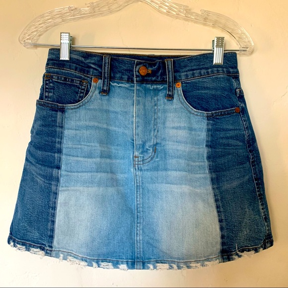 Madewell Dresses & Skirts - Madewell 2-Tone Distressed Denim Skirt * Size 0 = 25